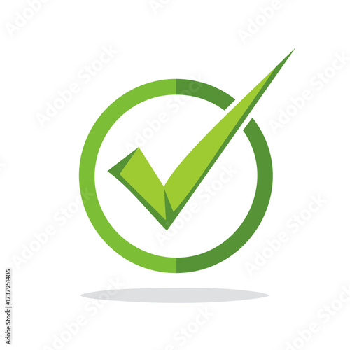 Green Check Mark Inside a Circle Symbolizing Correctness Confirmation or Approval