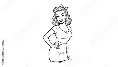 Vintage Pin-Up Girl Illustration – Retro Fashion Style