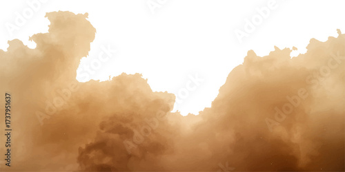 White fluffy clouds float in a vast blue sky, catching the light and creating an abstract, ethereal atmosphere