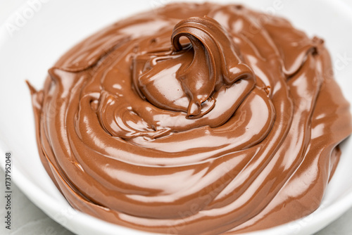 Homemade Chocolate Pudding in White Ceramic Bowl – Tasty Dessert Food