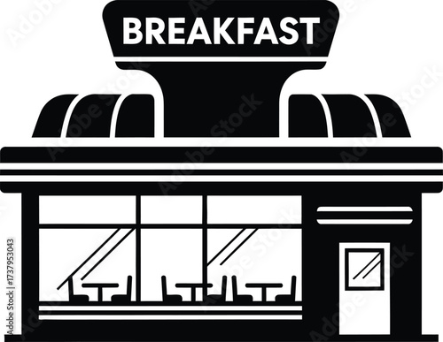 Classic diner with breakfast sign