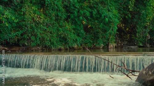 A running river stream dam