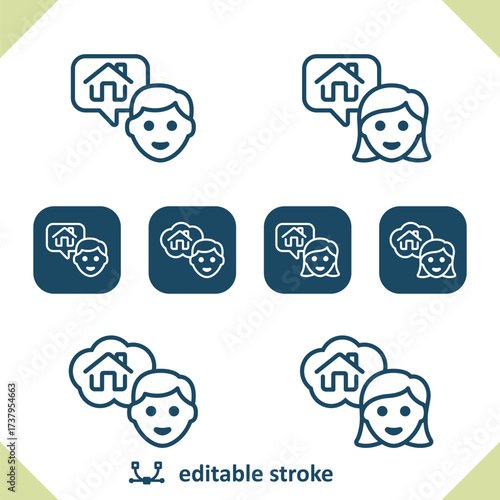 Realtor Icons. Real Estate Agent, Home Owner, House Icon