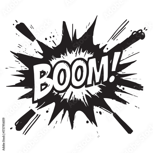 Comic cartoon boom speed effect, explosive motion line element set. Comic boom burst, explosive smoke, line speed cartoon vector icon. Hand-drawn sketch doodle action effect. boom template.