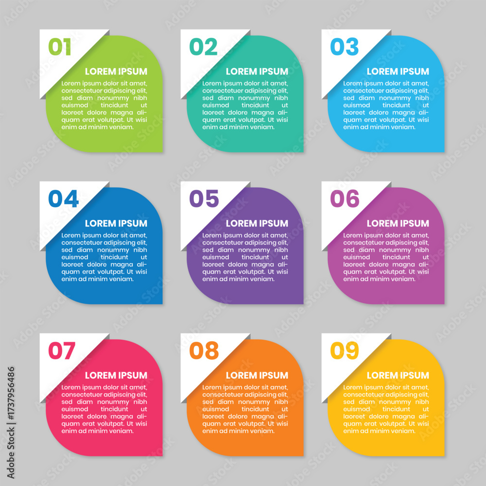 Naklejka premium 3D Colorful Numbering Infographic Process Template