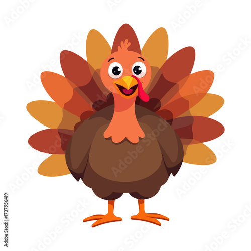 Cute cartoon character illustration for thanksgiving celebration with turkey