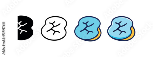 Vector icon icy pond four styles black solid glyph outline minimal flat multicolor filled cartoon flat shaded.