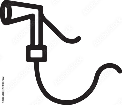 Electric cable and plug isolated on white background with fishing hook and metal equipment icons