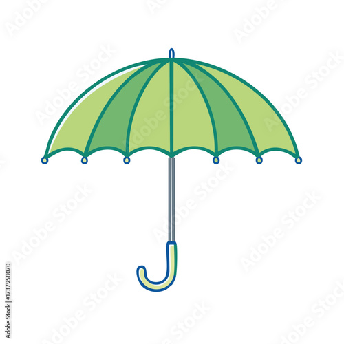 Green Umbrella Protection Weather Accessory Illustration