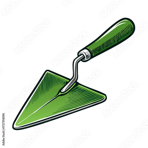 Green Garden Trowel Illustration Hand Tool Equipment for Planting and Gardening