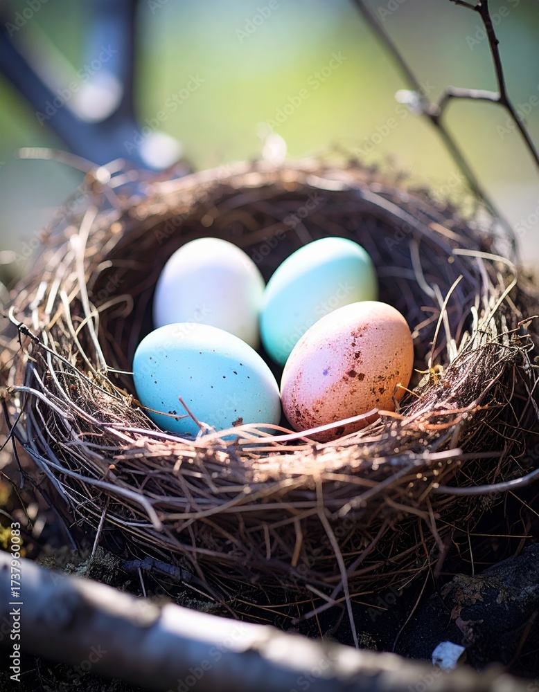 Obraz premium Easter eggs in bird nest