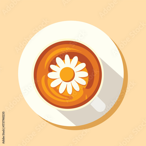 A top-down flat vector illustration of a cup of coffee