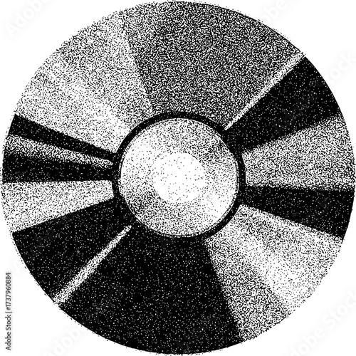 Abstract Radial Pattern with Halftone Dots and Geometric Segments