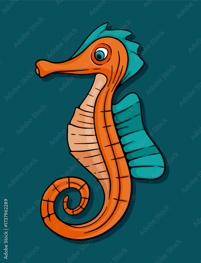 Fototapeta premium Illustration of a seahorse monster. Can be used for T-shirt & Apparel Design, Poster & Cover, Game & Comic, Digital Content