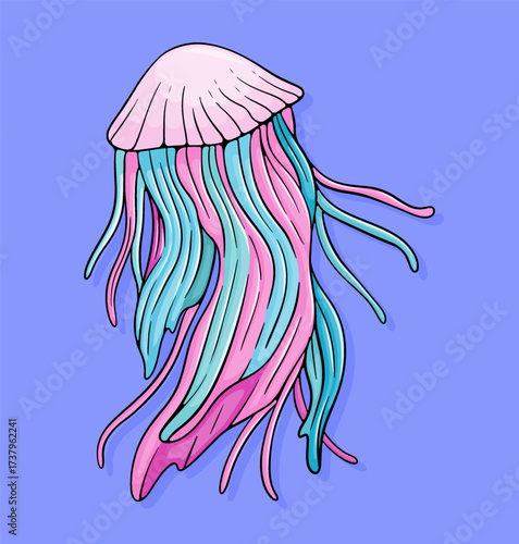 Illustration of a beautiful jellyfish. Can be used for T-shirt & Apparel Design, Poster & Cover, Game & Comic, Digital Content
