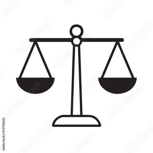 Imbalanced Justice Scale Icon – Black and White Symbol of Law, Ethics, and Fairness
