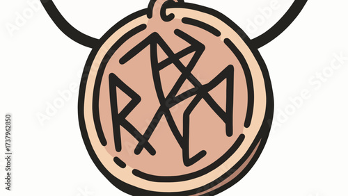 A simple and powerful doodle-style illustration of a mystical runic amulet, a classic icon for fantasy, ancient wisdom, and powerful magical protection.
