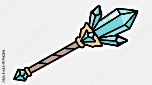 A simple and powerful doodle-style illustration of a magical crystal scepter, a classic and timeless icon for fantasy, royalty, and immense magical power.
