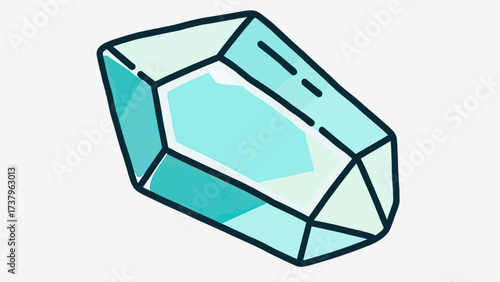 A simple and elegant doodle-style illustration of a long, faceted blue crystal, a classic and timeless icon symbolizing healing, energy, and new age spirituality.
