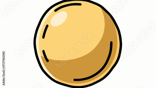 A simple and charming doodle-style illustration of a golden orb or sphere, a classic and timeless icon symbolizing the sun, perfection, and mystical power.
