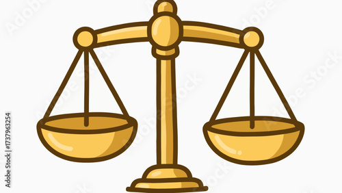 A simple and elegant doodle-style icon of the golden scales of justice, a classic and timeless symbol of law, balance, fairness, and the legal system.
