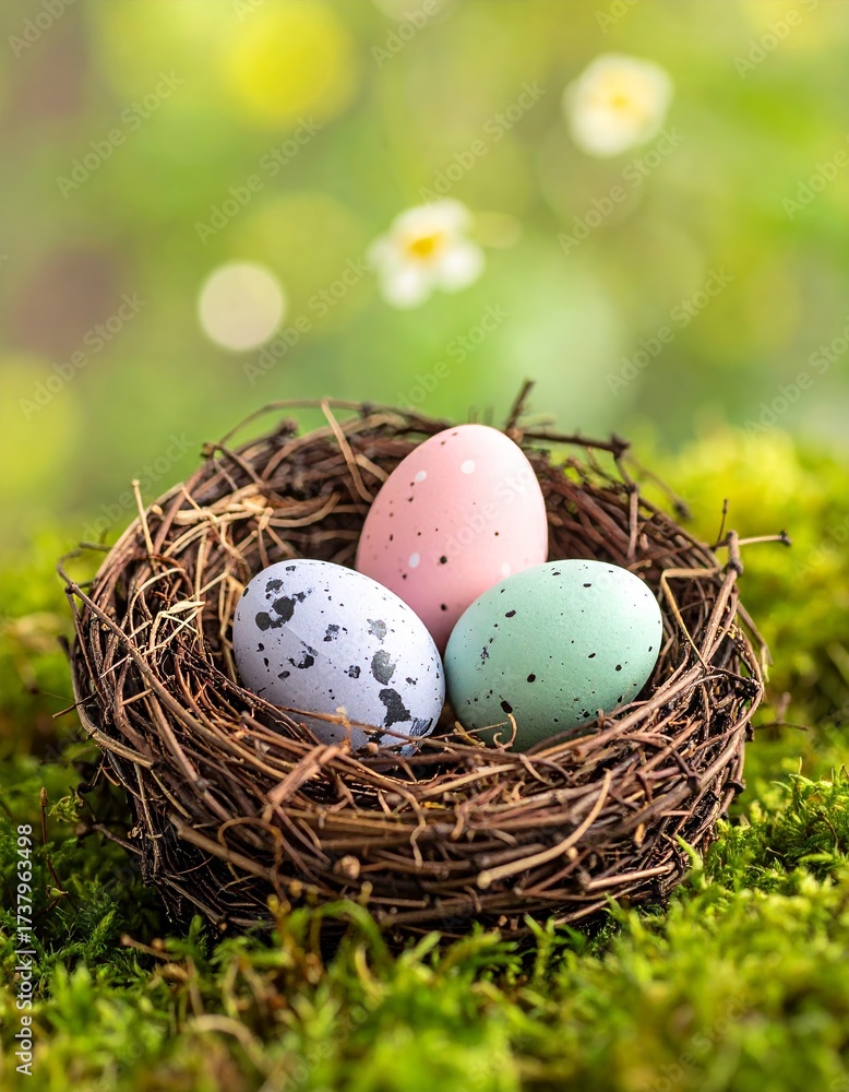 Obraz premium Easter eggs in bird nest