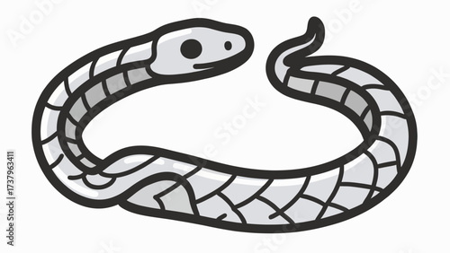 A simple and powerful black and white line art illustration of a serpent or snake, a classic and timeless icon symbolizing transformation, healing, and ancient wisdom.
