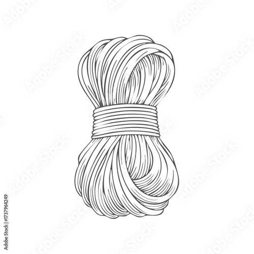 Hand drawn illustration of a neatly tied rope bundle perfect for crafts and marine themes