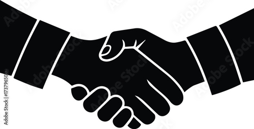 Two people shaking hands symbol black silhouette representing agreement partnership deal