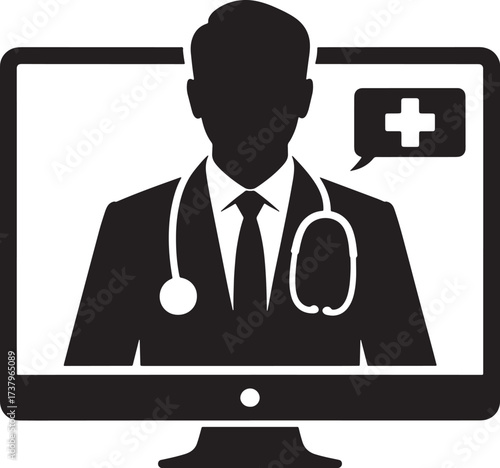Online Doctor Consultation Telemedicine Telehealth Medical Advice PC Screen