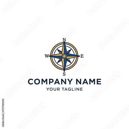 A stylized compass rose logo with cardinal directions, symbolizing guidance and direction, presented on a clean white background with placeholder text for a ...