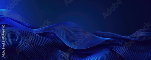 Blue abstract lines flow over gradient backdrop, for website headers or tech ads