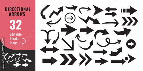 Directional Arrows Icon Set – Navigation, Pointer and Interface Vector Design
