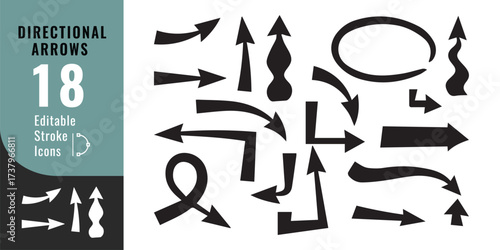 Directional Arrows Icon Set – Navigation, Pointer and Interface Vector Design
