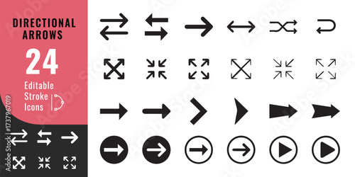 Directional Arrows Icon Set – Navigation, Pointer and Interface Vector Design
