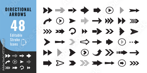 Directional Arrows Icon Set – Navigation, Pointer and Interface Vector Design

