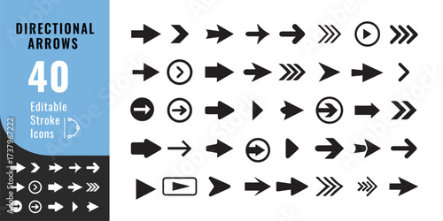 Directional Arrows Icon Set – Navigation, Pointer and Interface Vector Design

