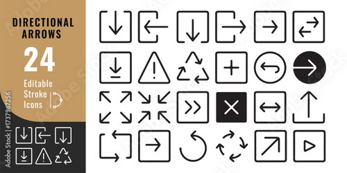 Directional Arrows Icon Set – Navigation, Pointer and Interface Vector Design

