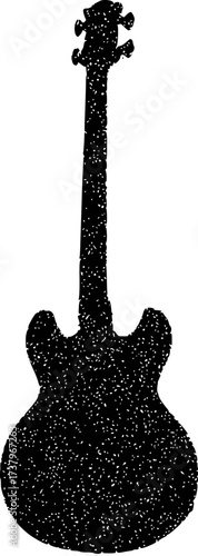 Silhouette of a classic electric bass guitar with a textured black finish