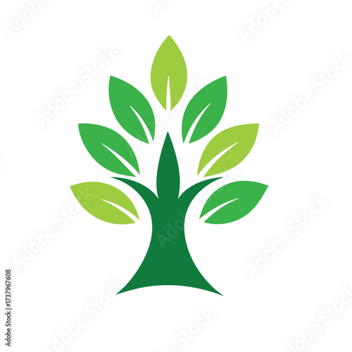 Green tree with multiple leaves on white background vector illustration leaf nature