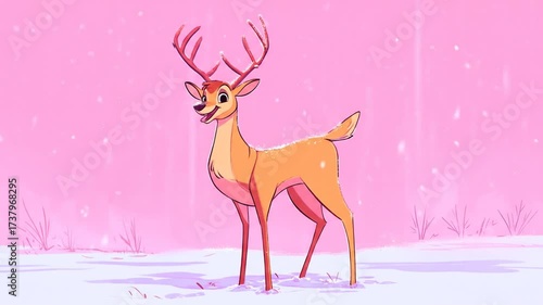 Animated deer in a winter wonderland