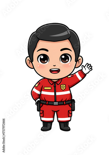 Cute Cartoon Paramedic or EMT Character Illustration png clear alpha channel cutout isolated on transparent background