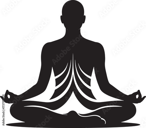 Silhouette of Person Meditating in Lotus Position for Harmony