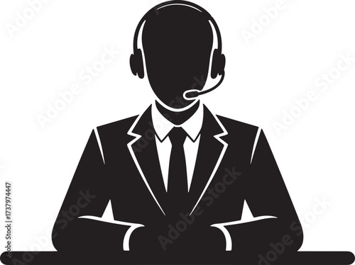 Professional Business Silhouette Meeting Assistance Communication Consultant Person