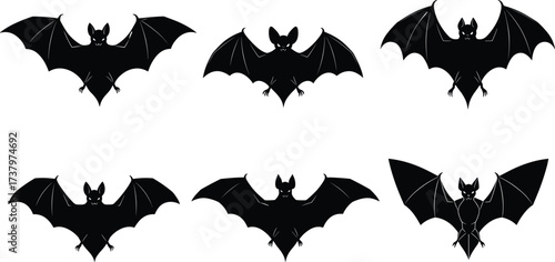 Bat silhouette, flying bat illustration, nocturnal animal drawing, wildlife art, Halloween design, spooky bat graphic, black creature artwork, night nature symbol