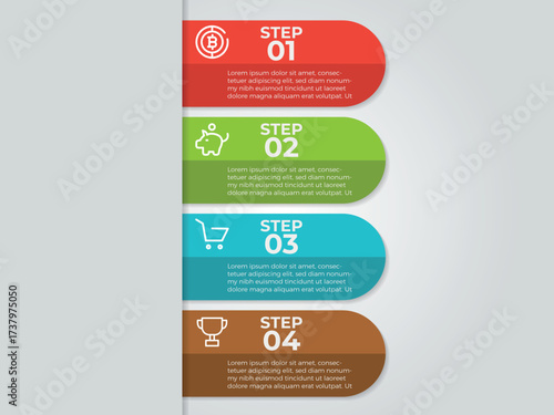 Business infographic design template with 4 options, steps or processes. Can be used for workflow layout, diagram, annual report, web design