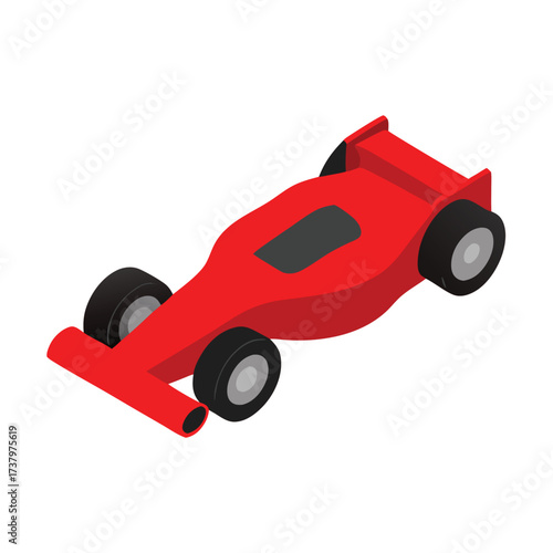 Red Formula 1 Race Car Isometric Graphic vector illustration