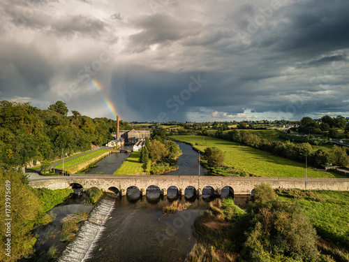 Aerial View Over Old Bridge, Slane, County Meath, Ireland