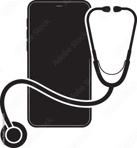 Telemedicine Concept Vector Graphic Featuring Smartphone And Stethoscope Healthcare App