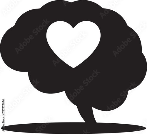 Brain Health Concept With Heart Symbol on Transparent Background